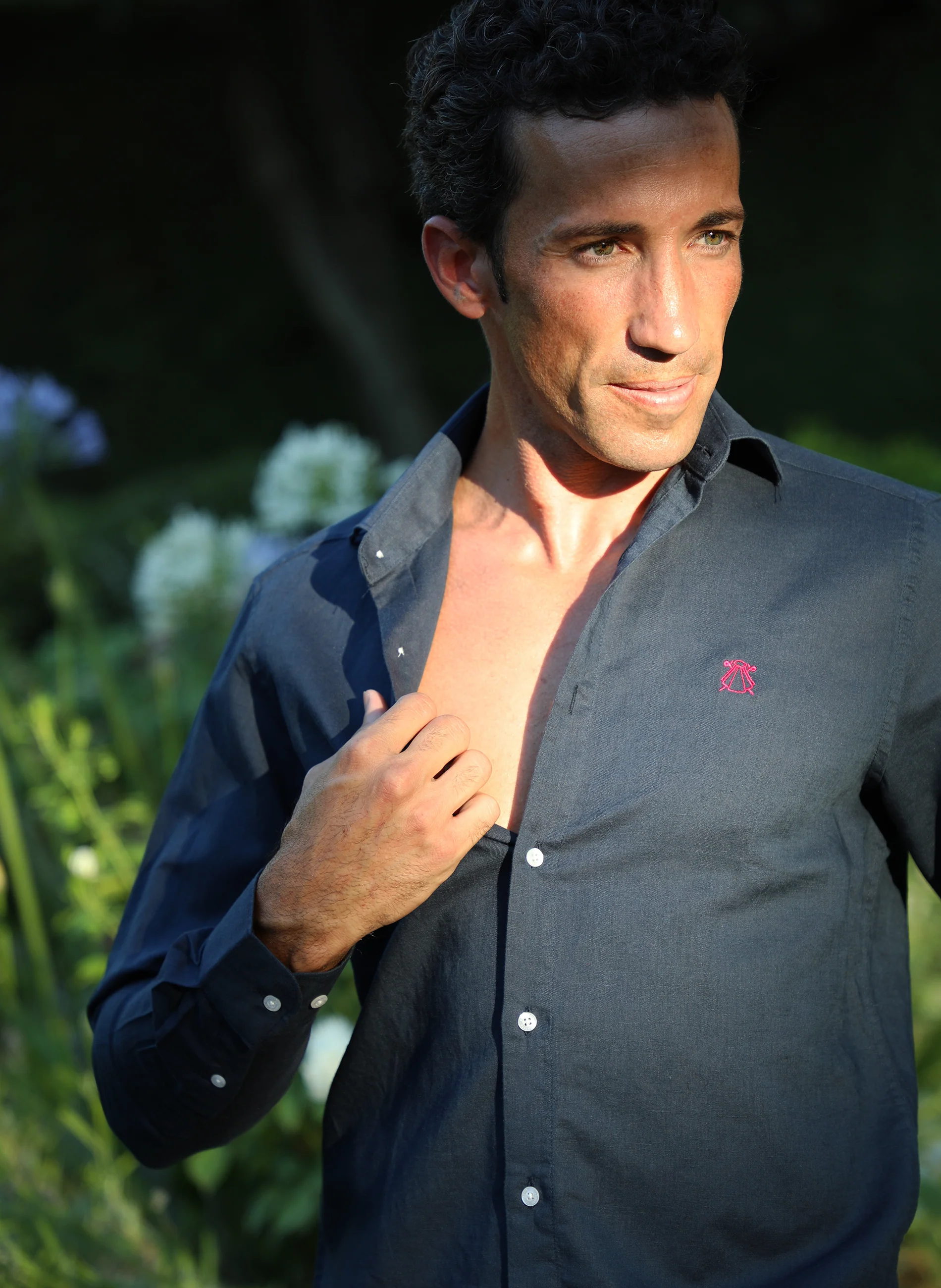 Camisa Azul Marino Lino Hombre - Image 3