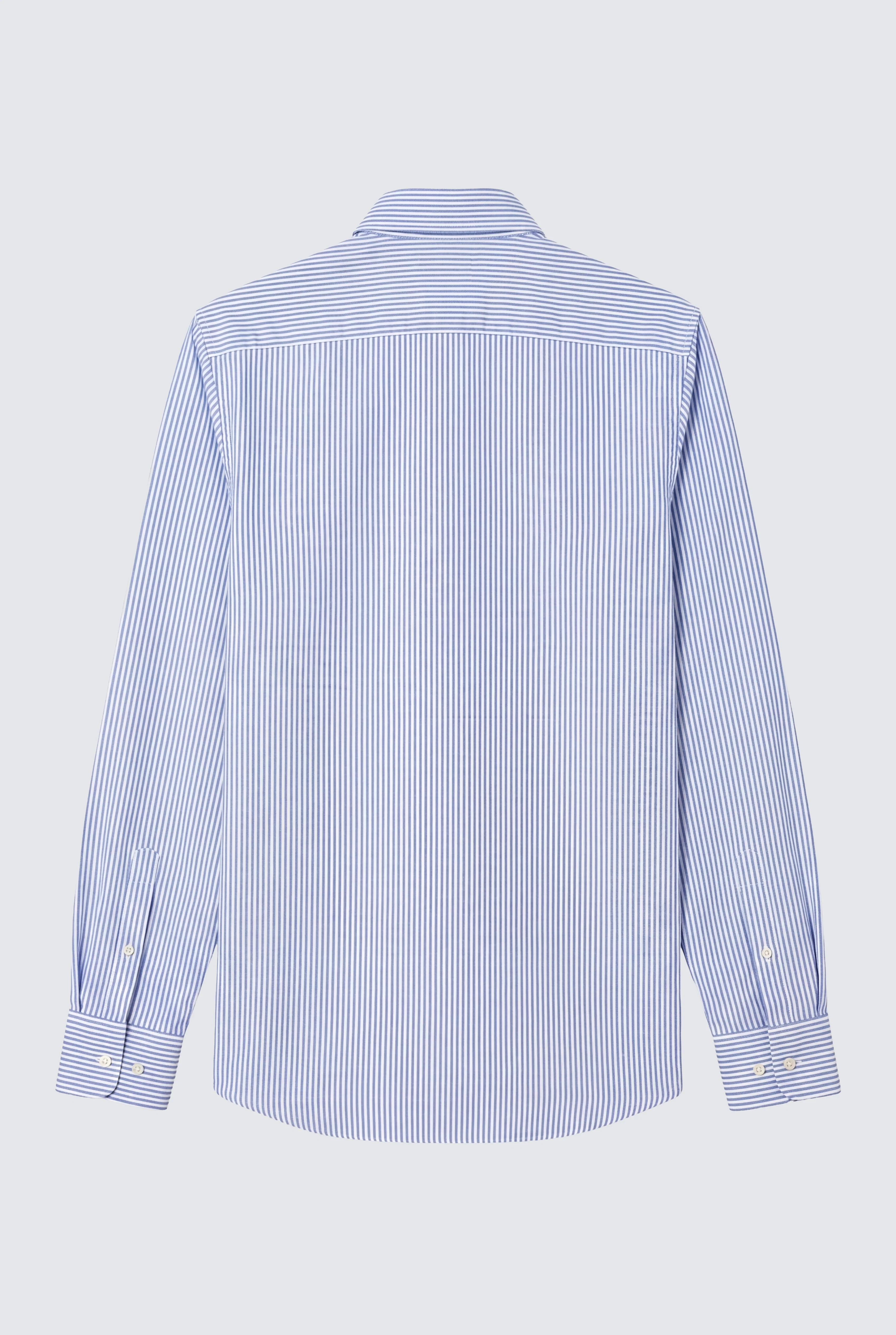 Camisa Rayas Azules Lino Cuello Botón Hombre - Image 3