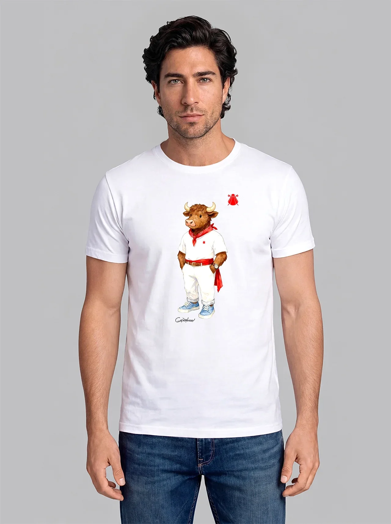 Camiseta Blanca Torito San Fermín Hombre