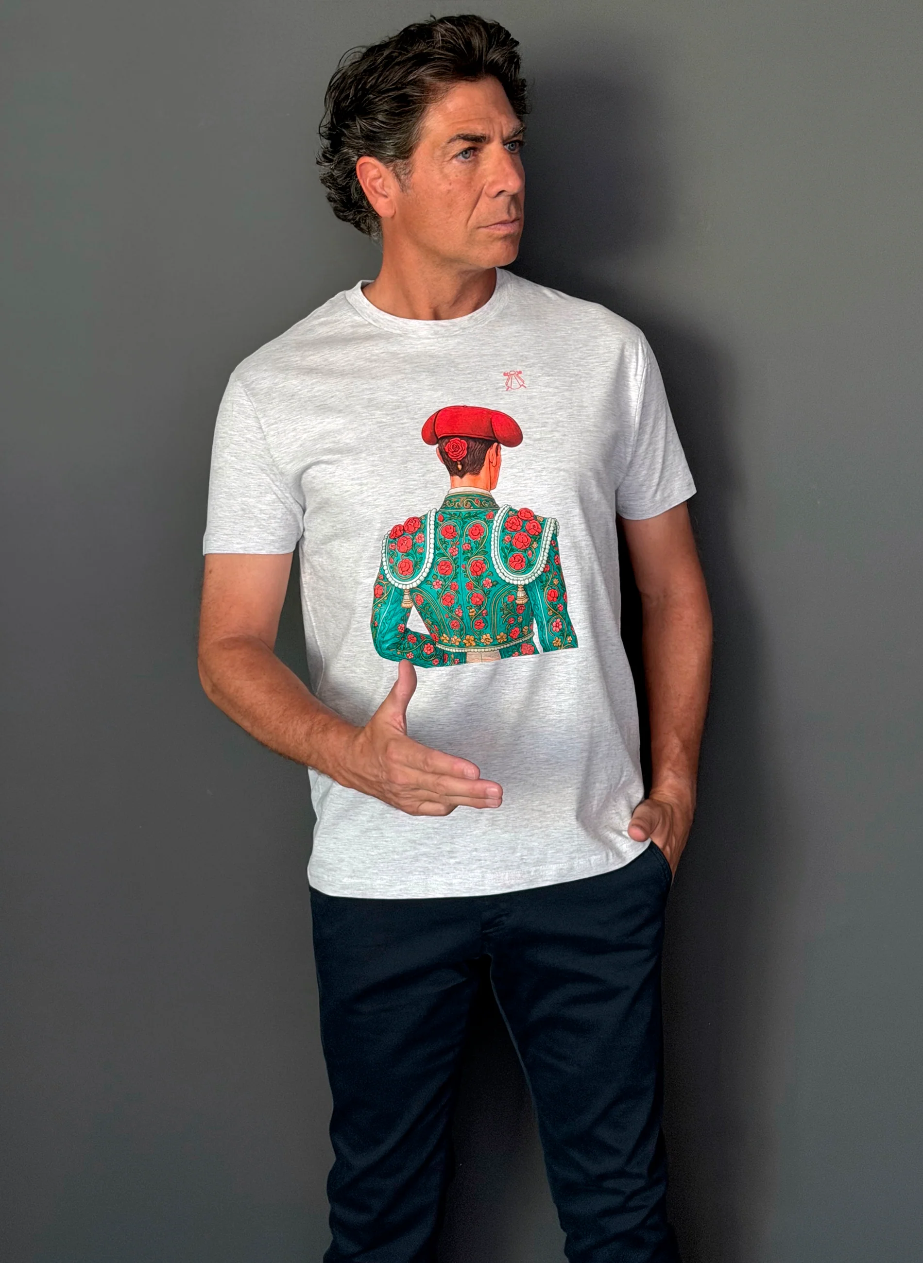 Camiseta Personalizable Gris Torero Espaldas Color Hombre - Image 3