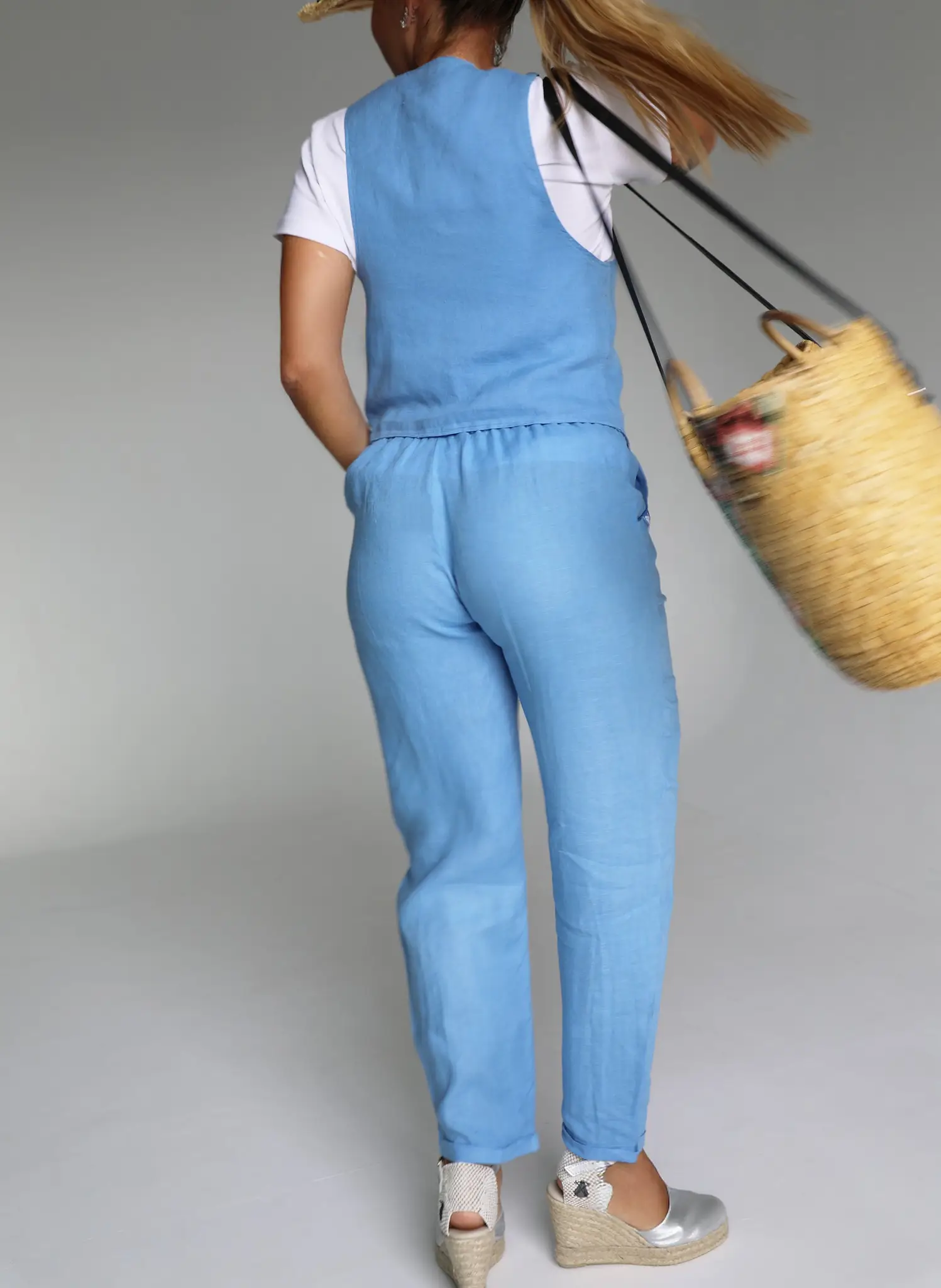 Pantalón Lino Azul Añíl Mujer - Image 4