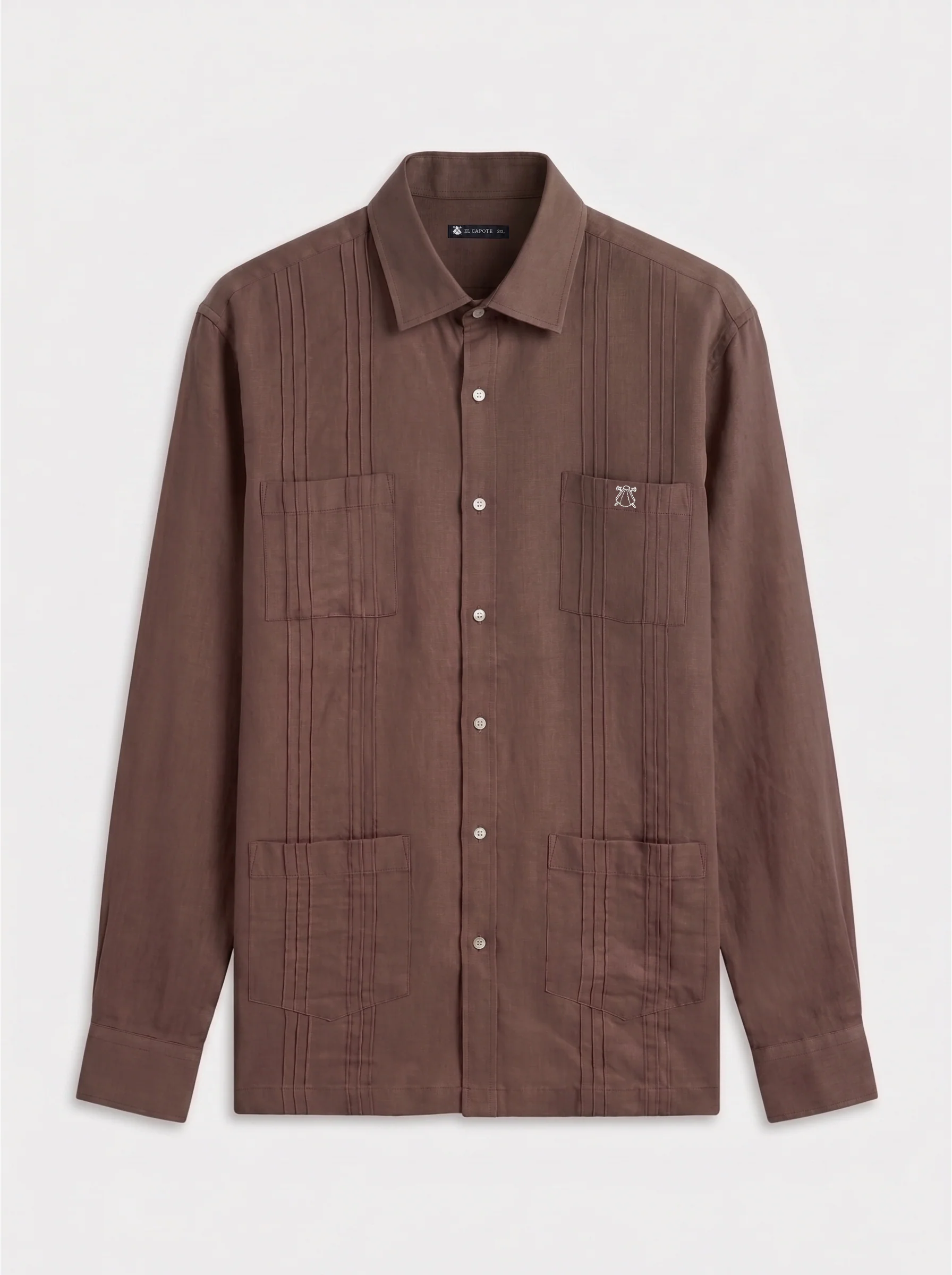 Guayabera Marrón Chocolate Hombre - Image 4