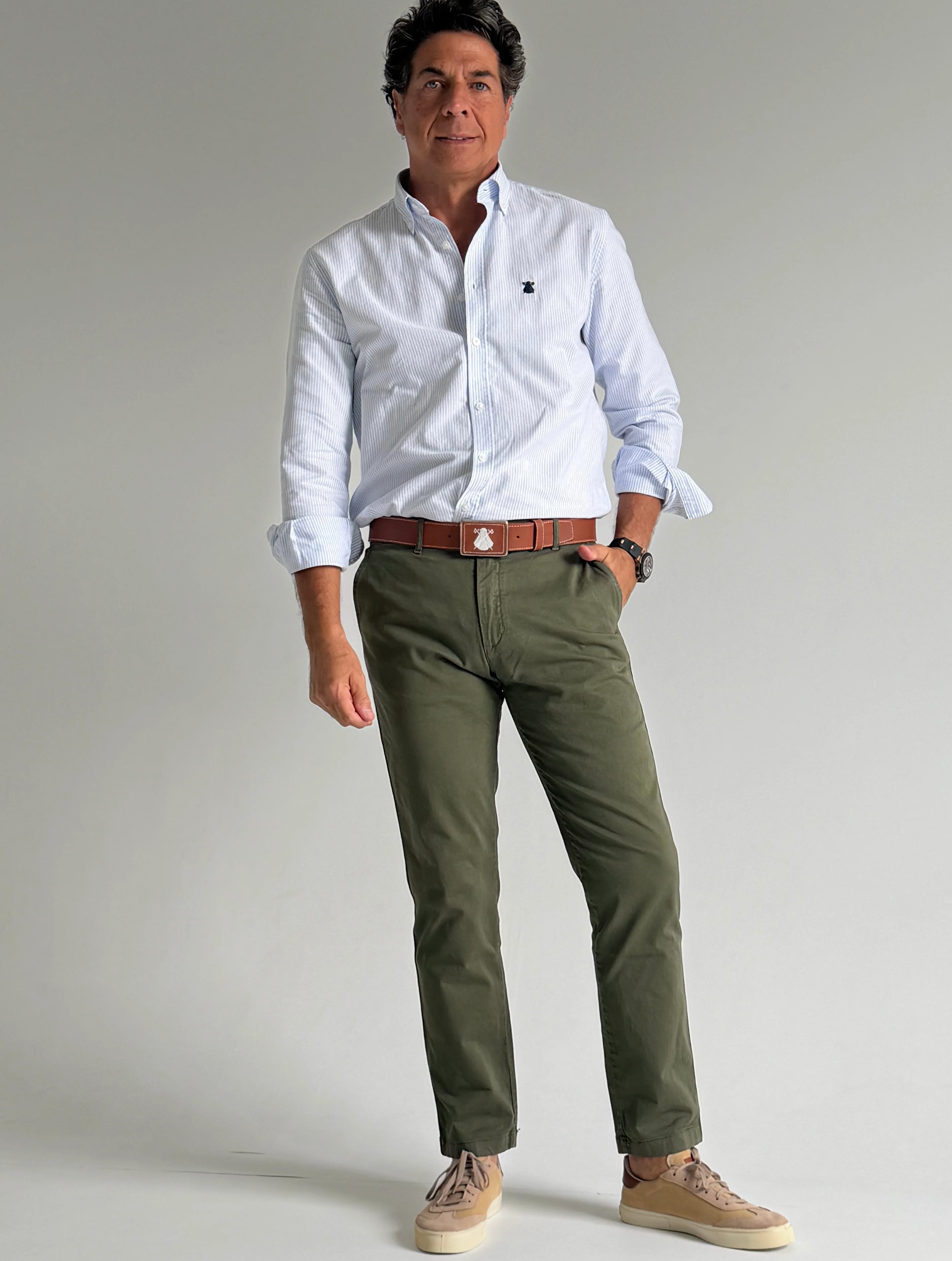 Pantalón Chino Verde Kaki Confort Hombre