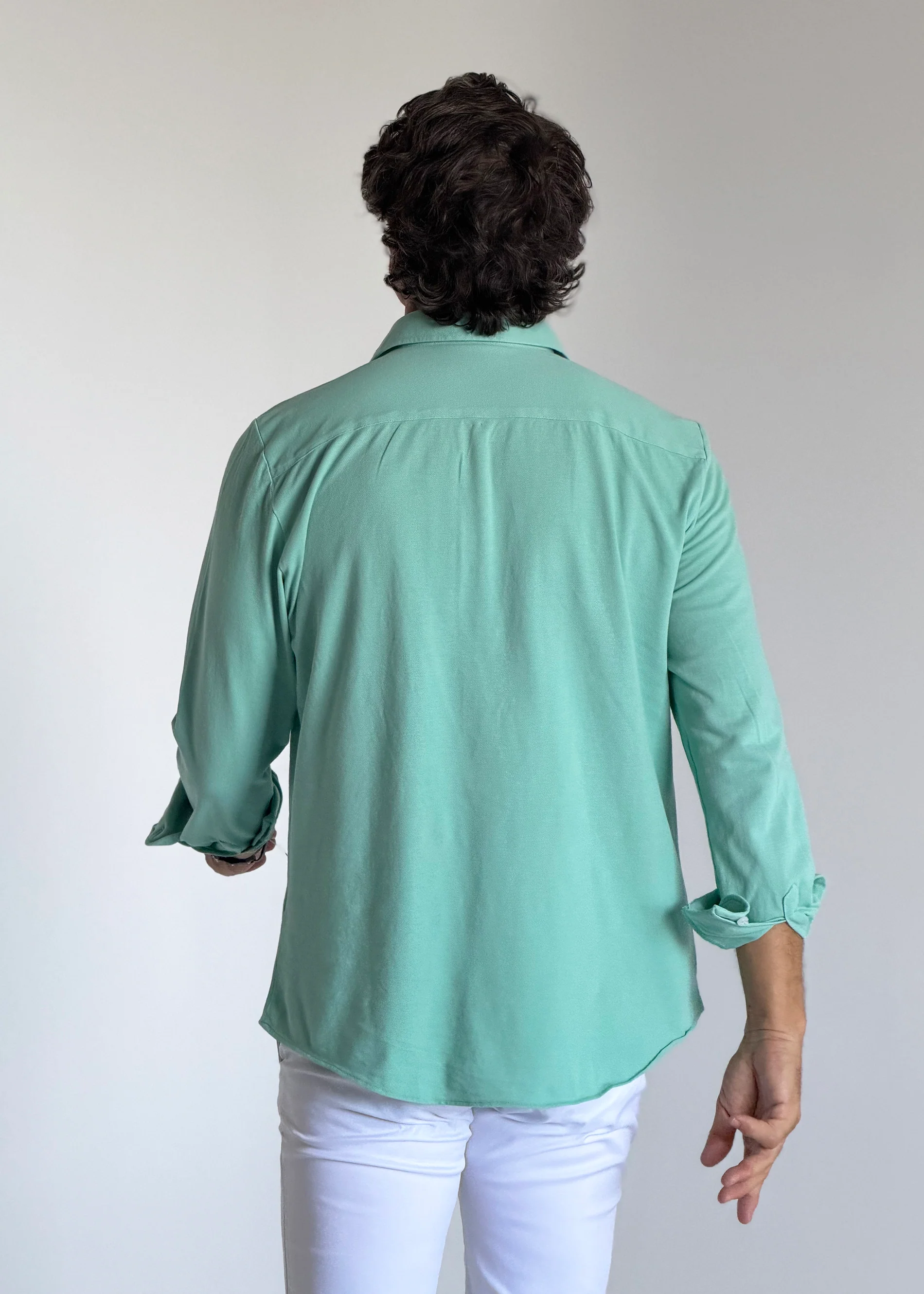 Polera Verde Agua Piqué Hombre - Image 3