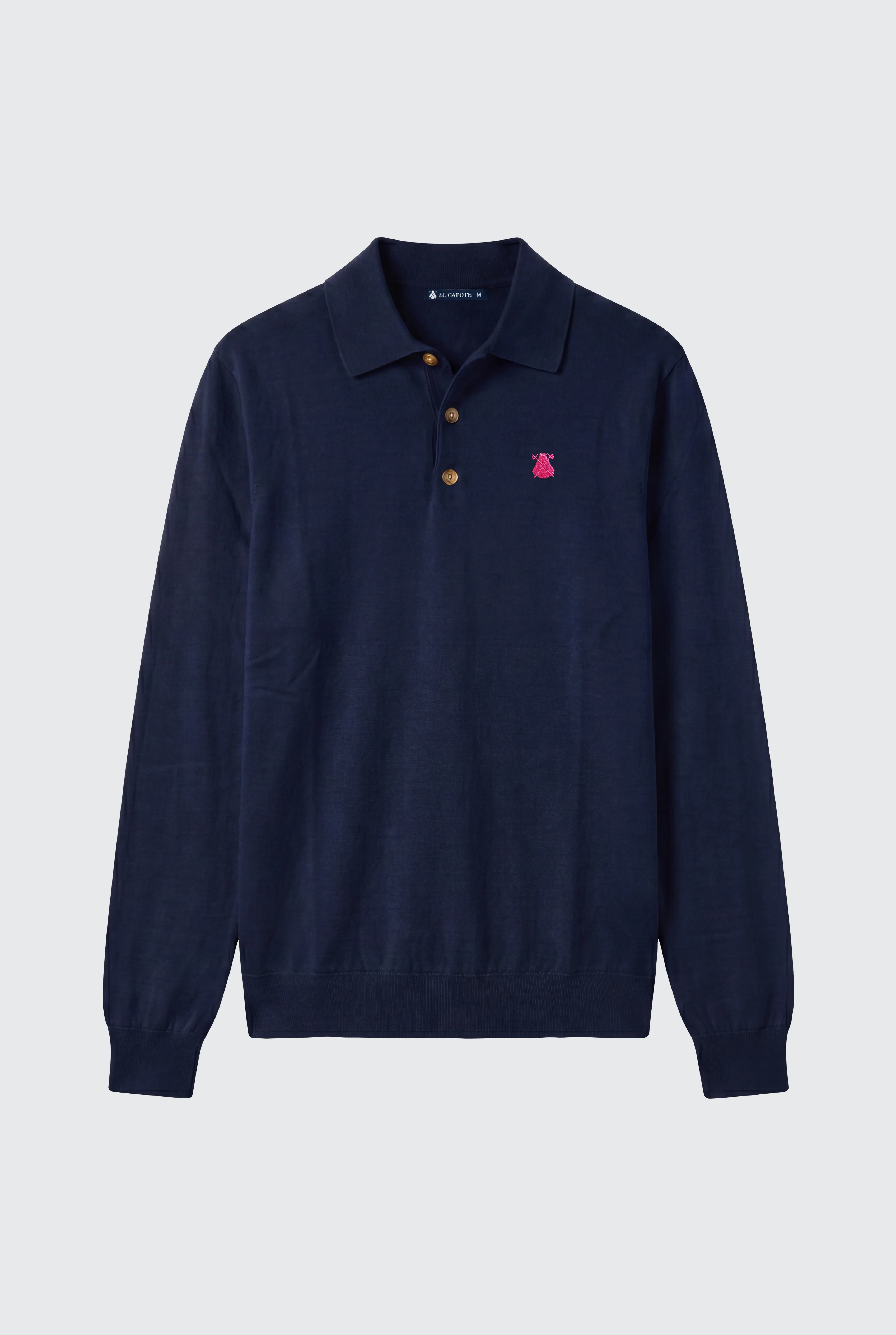Polo Azul de Punto Manga Larga Hombre - Image 2