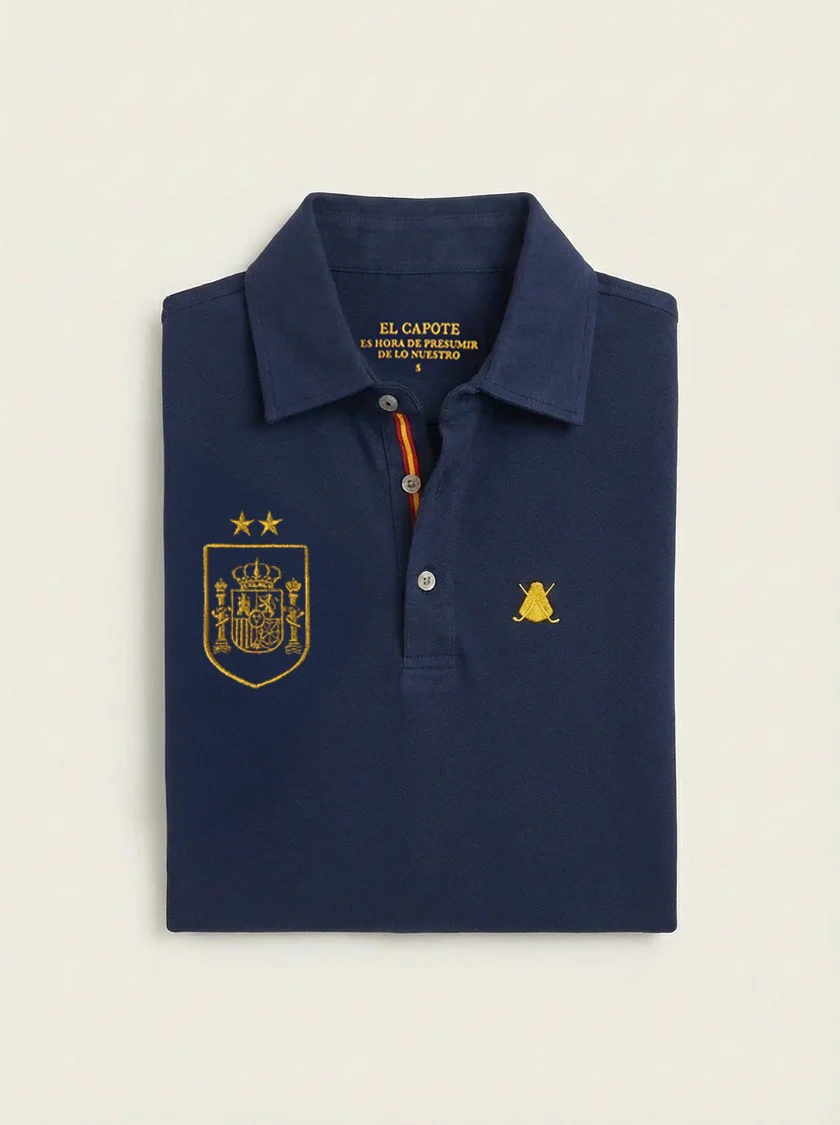 Polo Azul Campeones del Mundo España Tejido Técnico Hombre