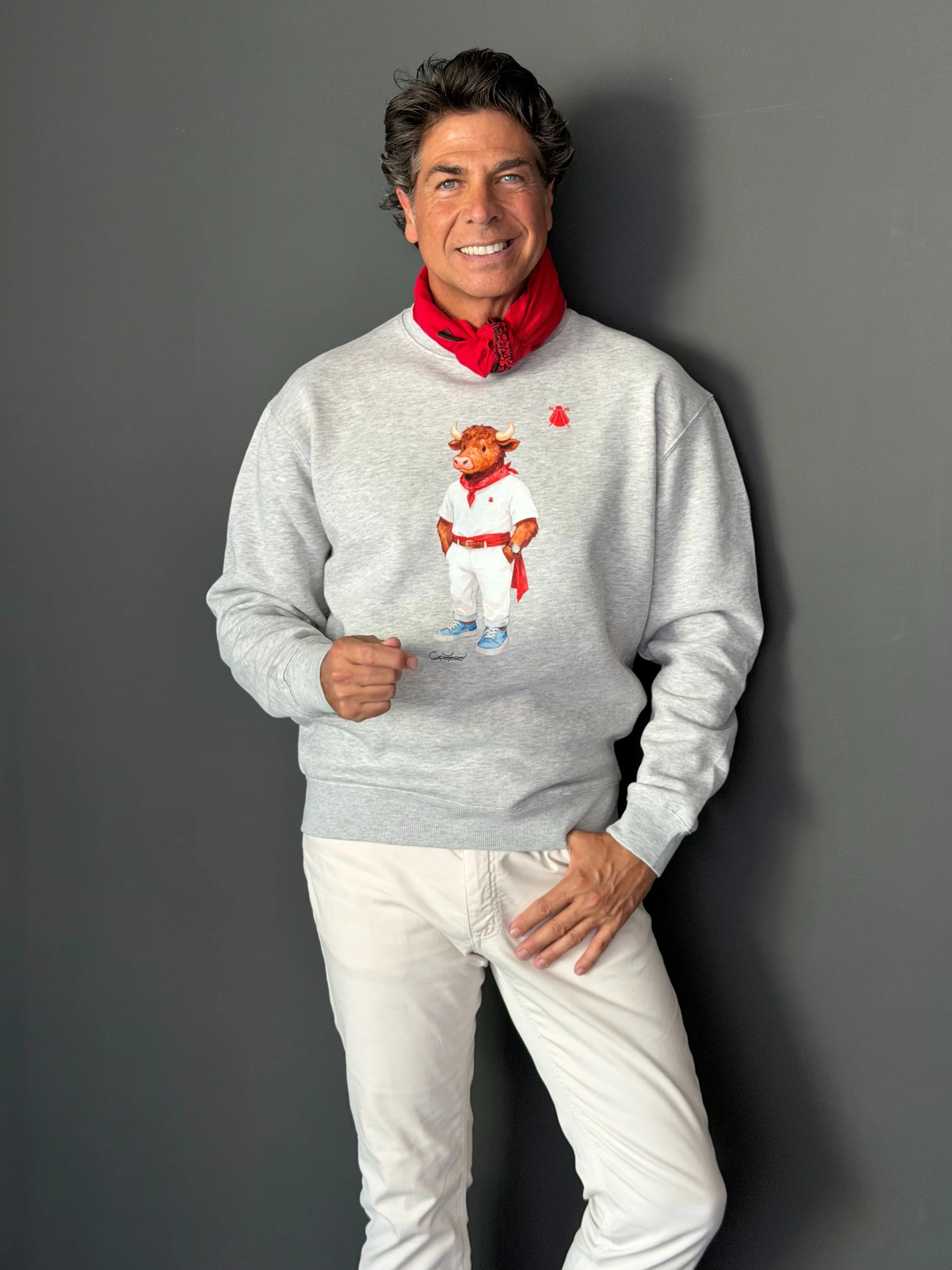 Sudadera Personalizable Gris Torito San Fermín Hombre