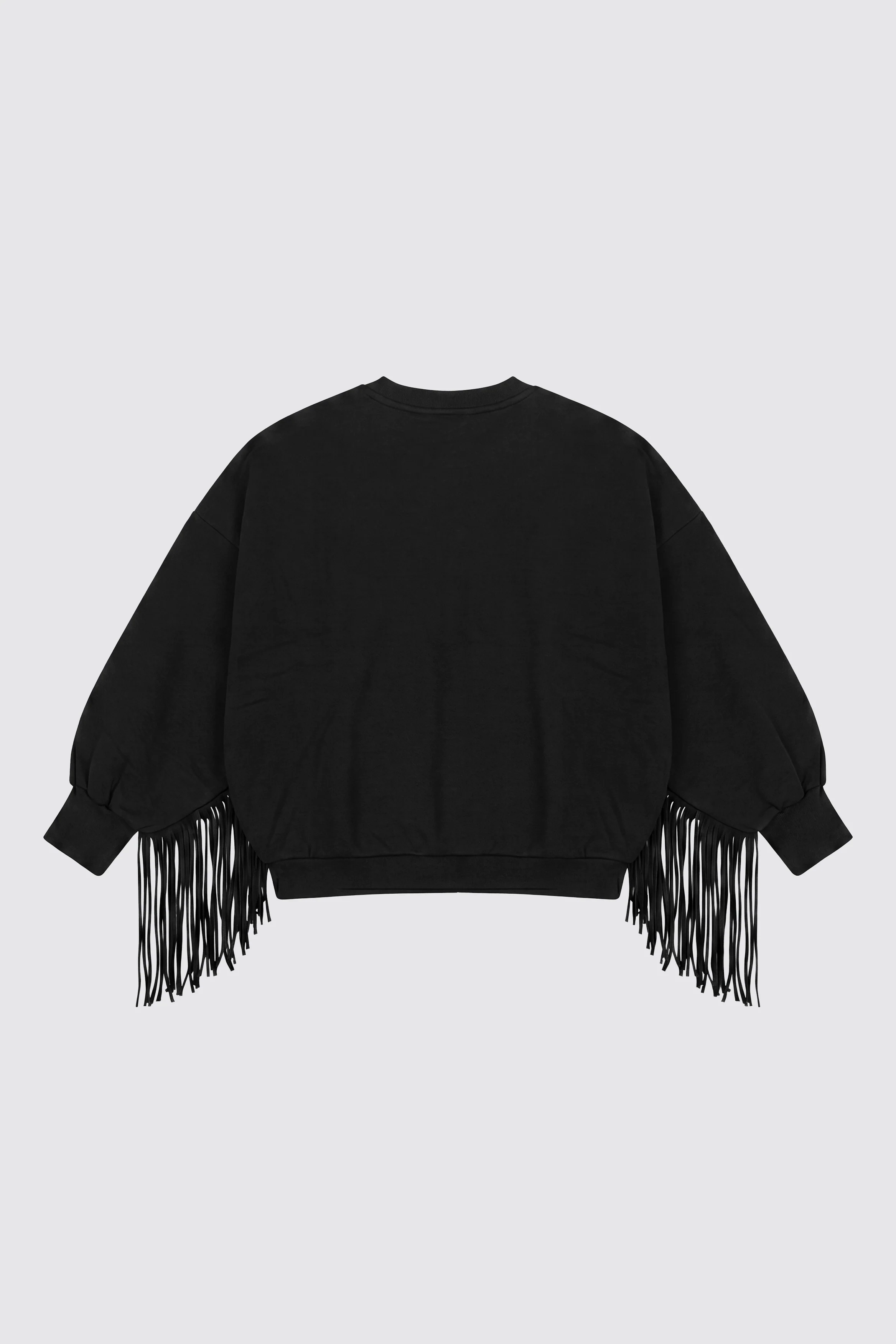 Sudadera Negra Flecos Mujer - Image 5